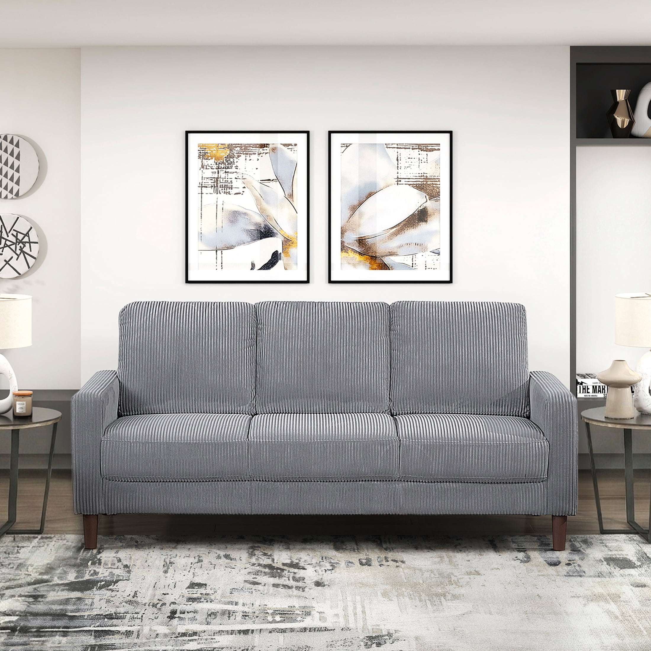 OakvillePark Mapleholt Corduroy Sofa, Gray