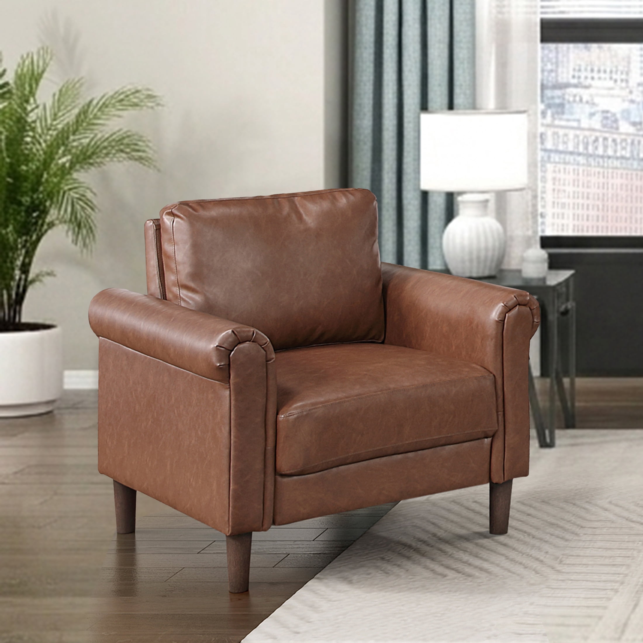 OakvillePark Marlinth Faux Leather Chair, Chocolate