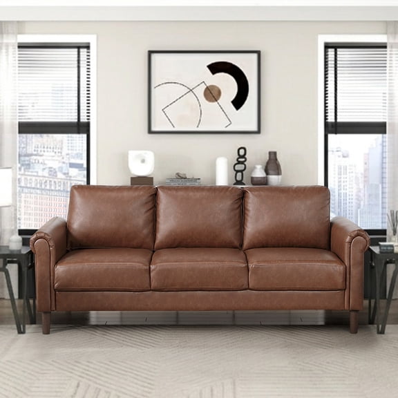 OakvillePark Marlinth Faux Leather Sofa, Chocolate