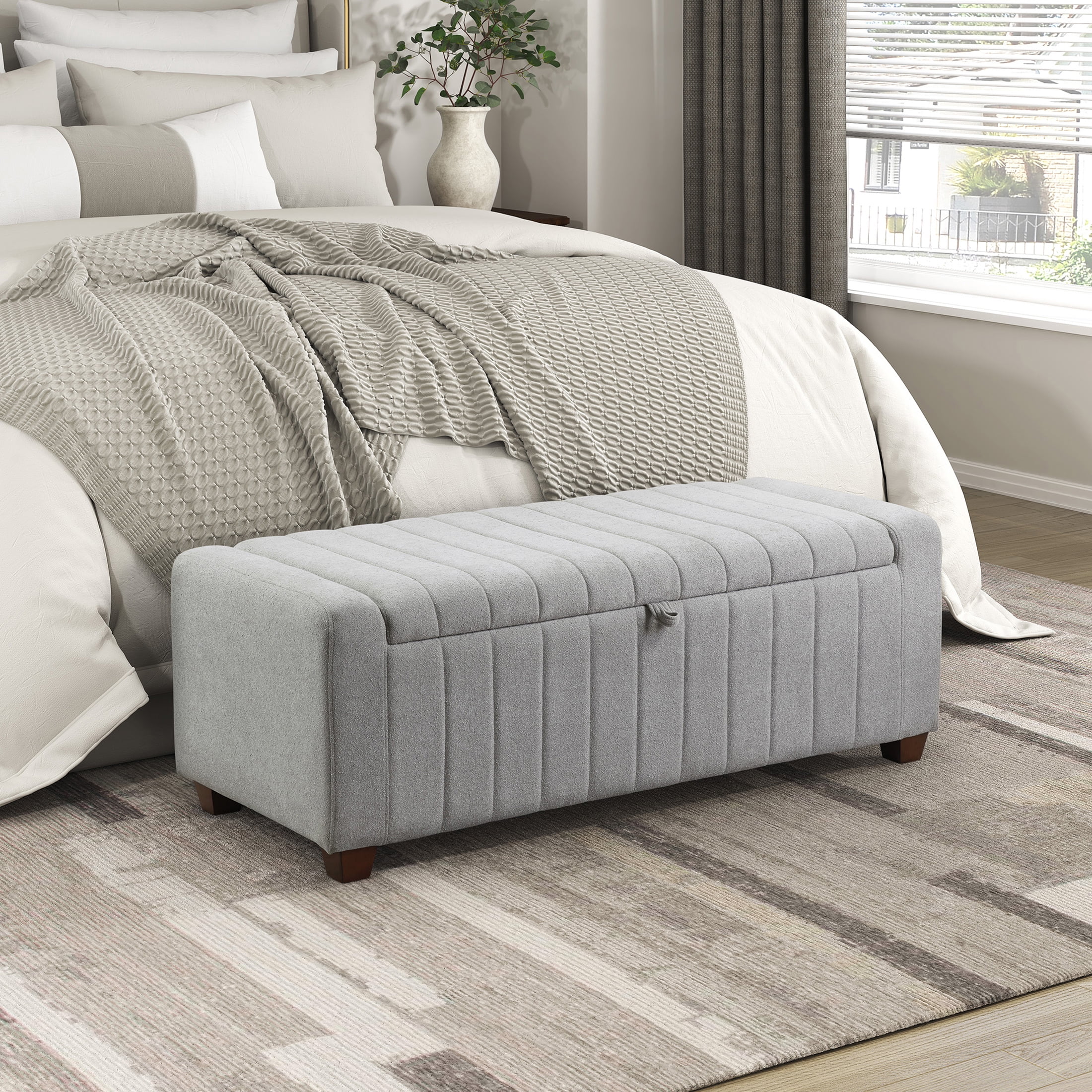 OakvillePark Millbranch Boucle Lift Top Storage Bench, Gray