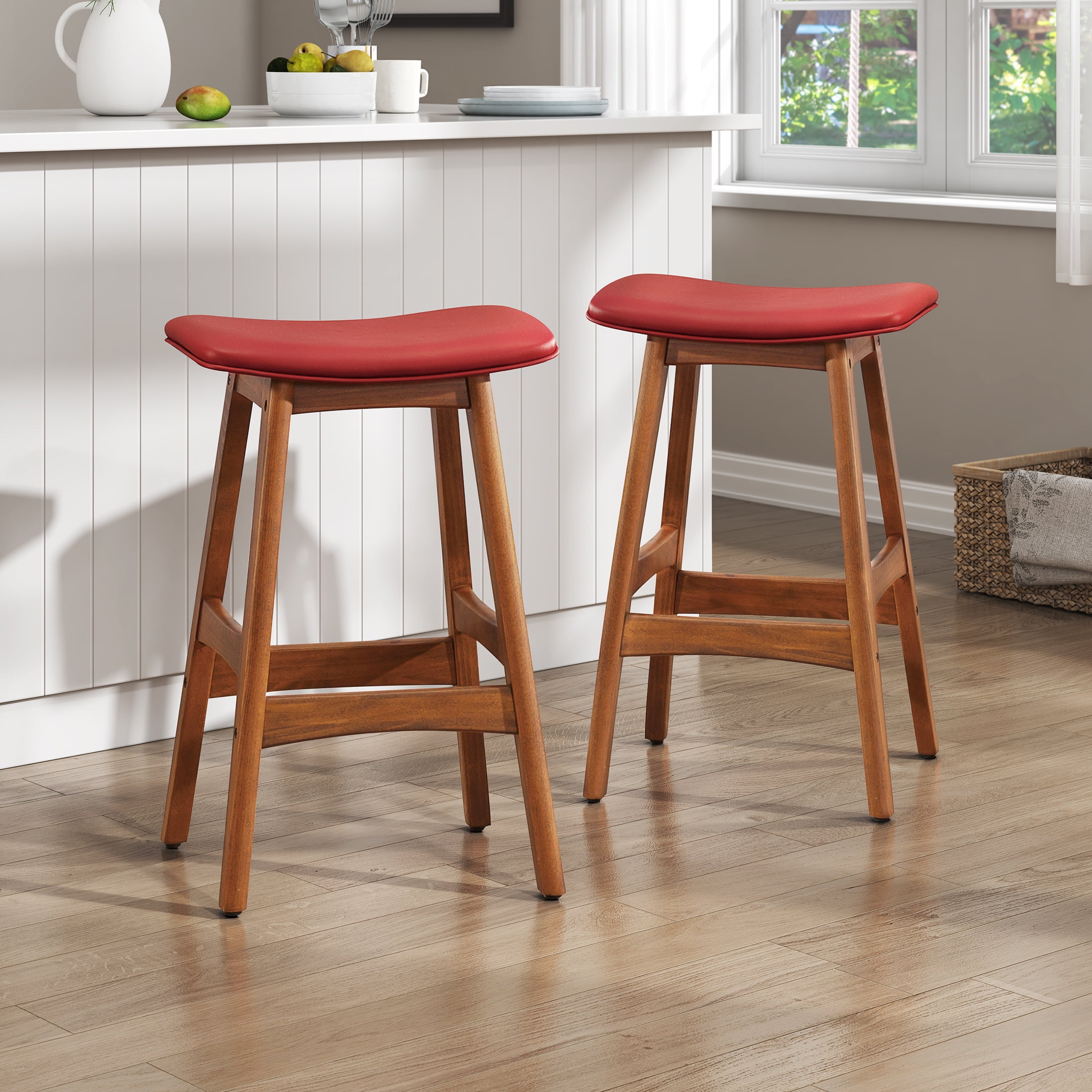 OakvillePark Millcreek Counter Stool (Set of 2), Red