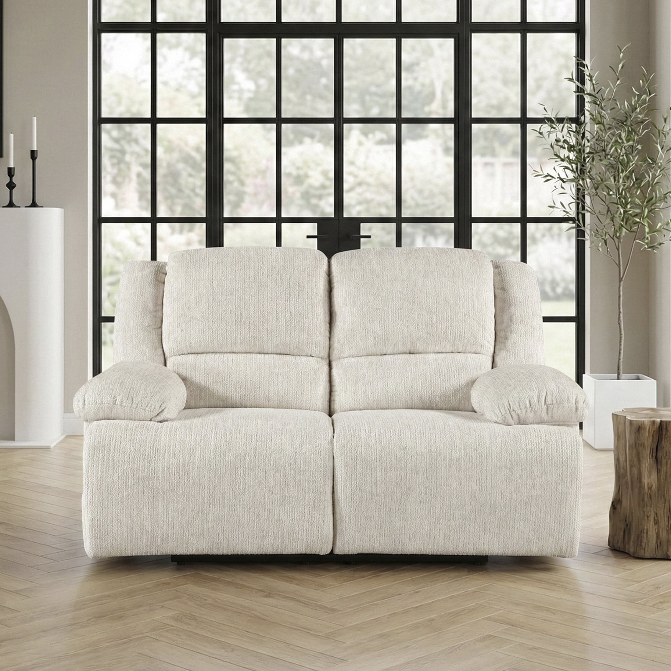OakvillePark Modenza Microfiber Power Double Reclining Love Seat, Vanilla-Beige