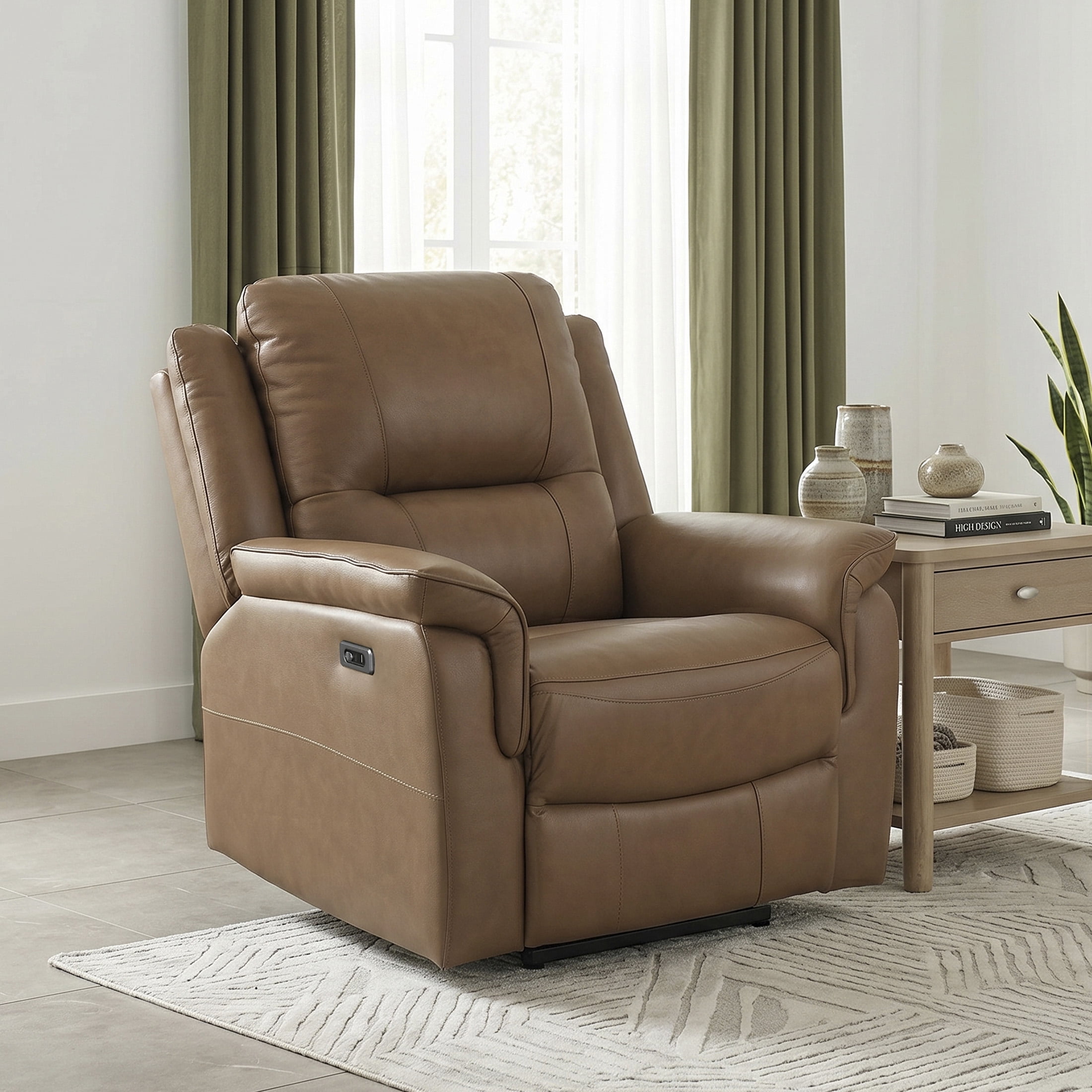 OakvillePark Monterra Leather Match Power Reclining Chair, Brown
