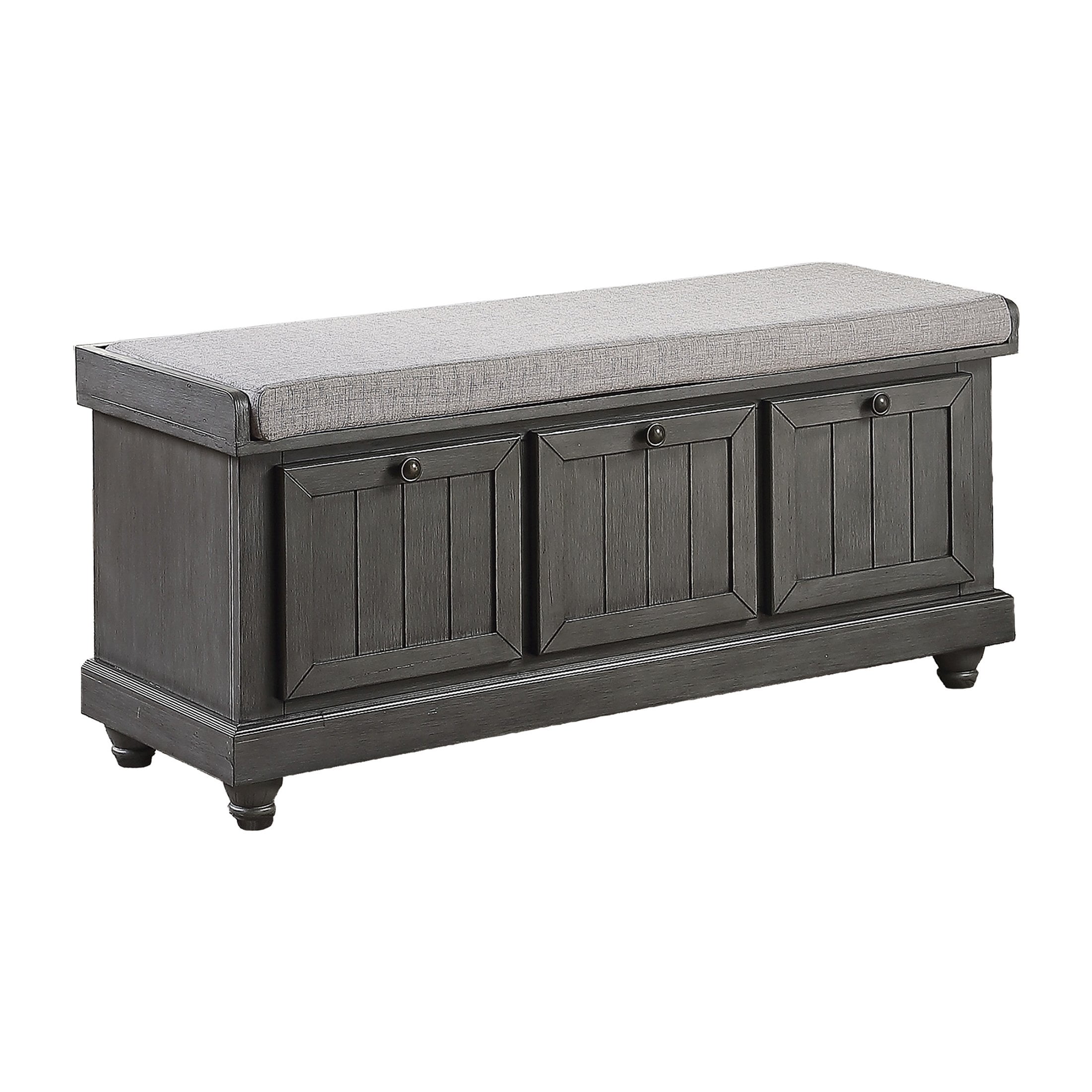 OakvillePark Morton Lift Top Storage Bench, Distressed Dark Gray