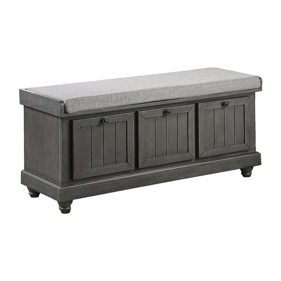 OakvillePark Morton Lift Top Storage Bench, Distressed Dark Gray