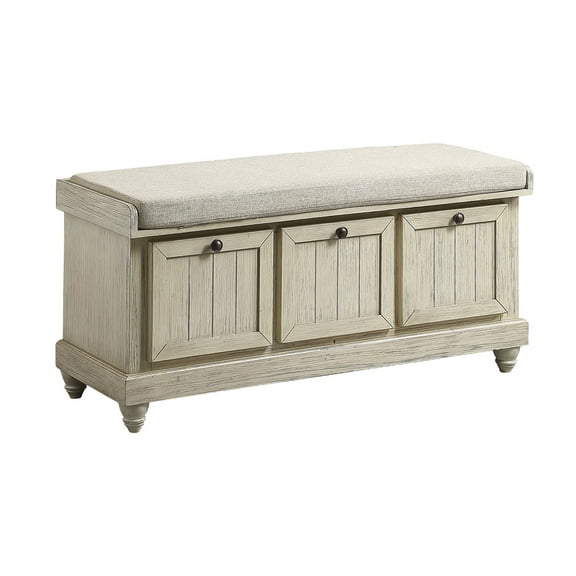 OakvillePark Morton Lift Top Storage Ottoman Bench, Distressed White