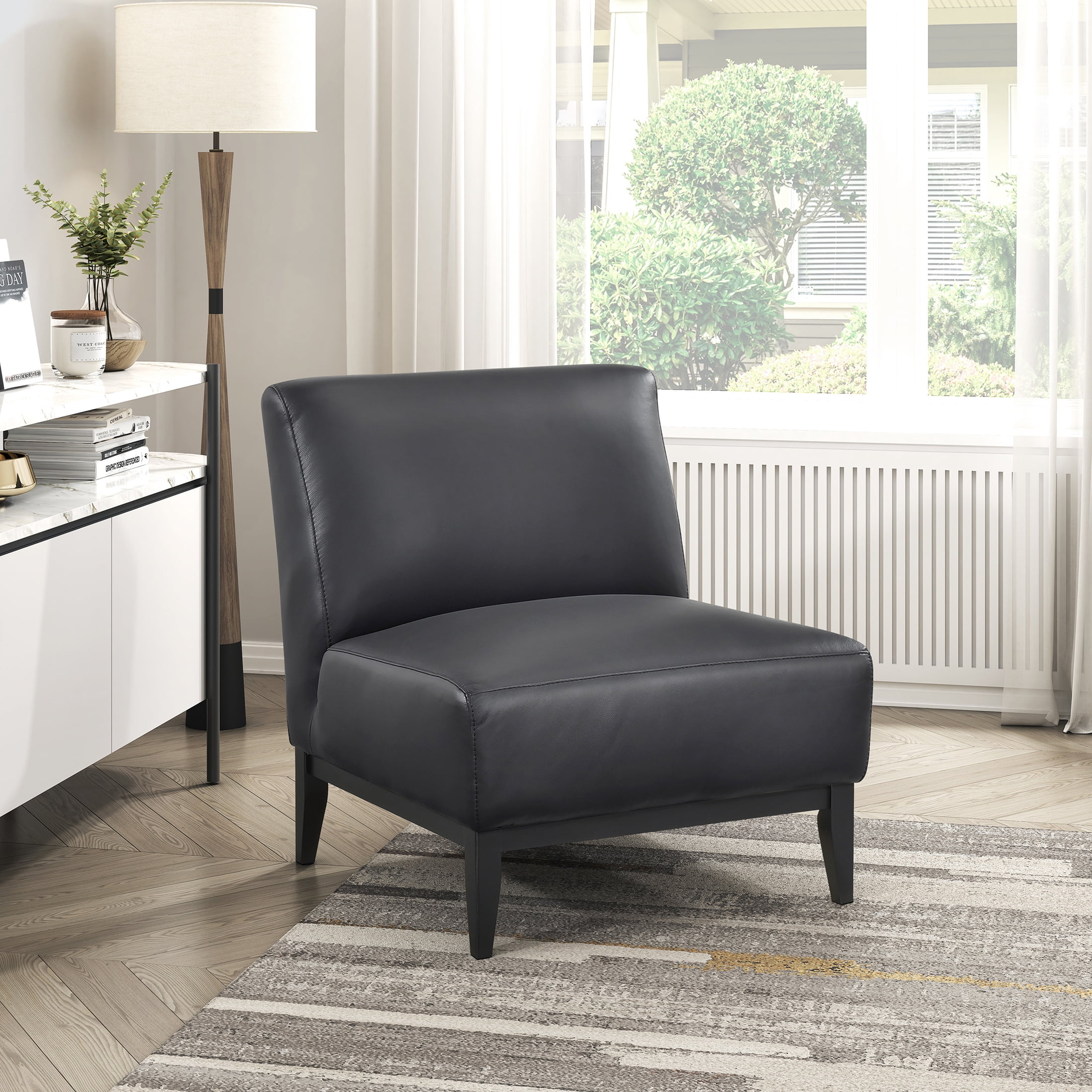 OakvillePark Mossmere Leather Accent Chair, Black