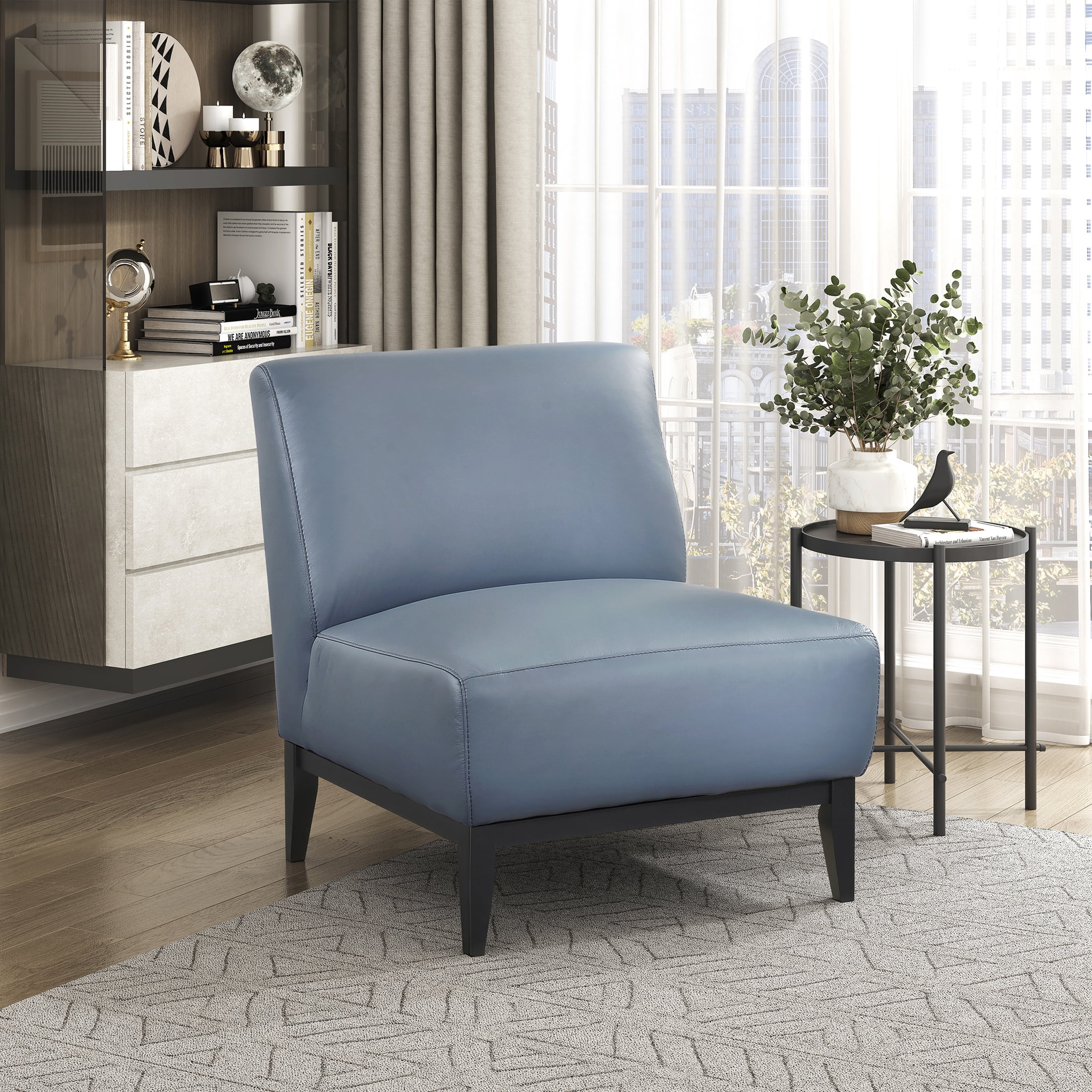 OakvillePark Mossmere Leather Accent Chair, Blue