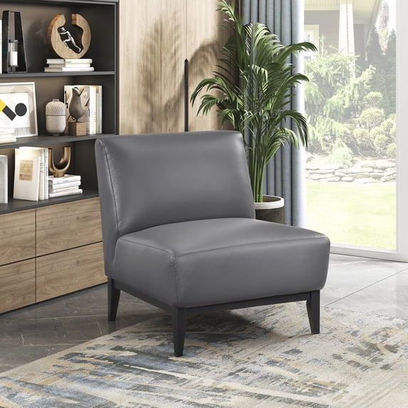 OakvillePark Mossmere Leather Accent Chair, Dark Gray