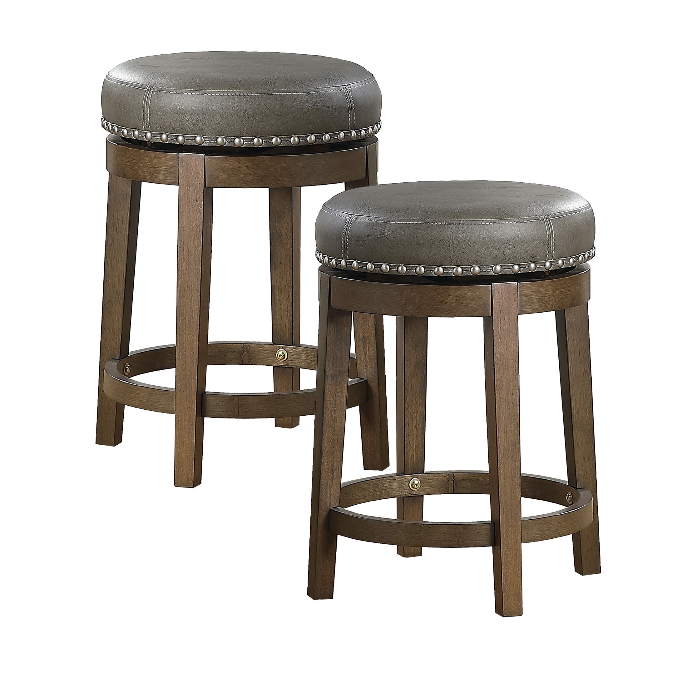 OakvillePark Muny Round Swivel Counter Height Barstool (Set of 2), Gray