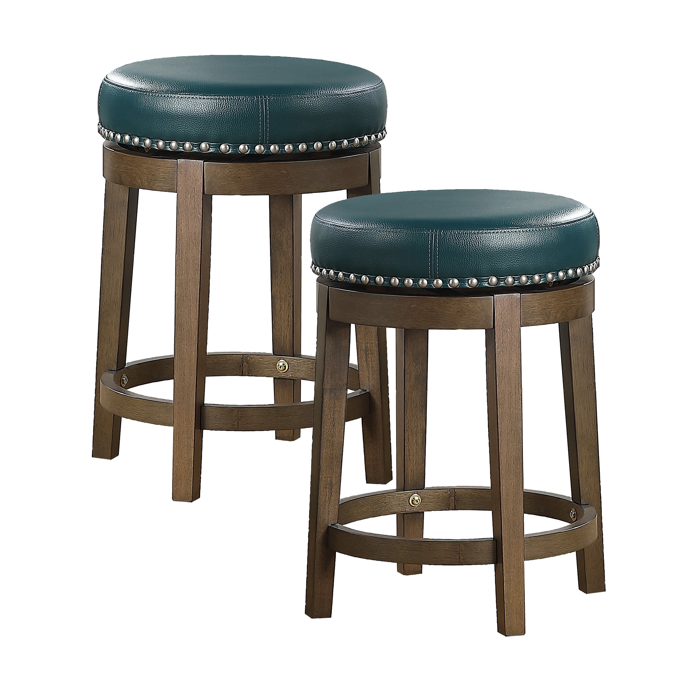 OakvillePark Muny Round Swivel Counter Height Barstool (Set of 2), Green