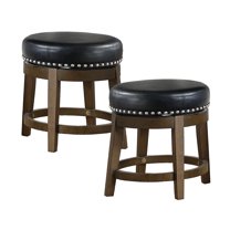 OakvillePark Muny Round Swivel Dining Height Stool (Set of 2), Black
