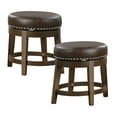 thumbnail image 1 of OakvillePark Muny Round Swivel Dining Height Stool (Set of 2), Brown, 1 of 4
