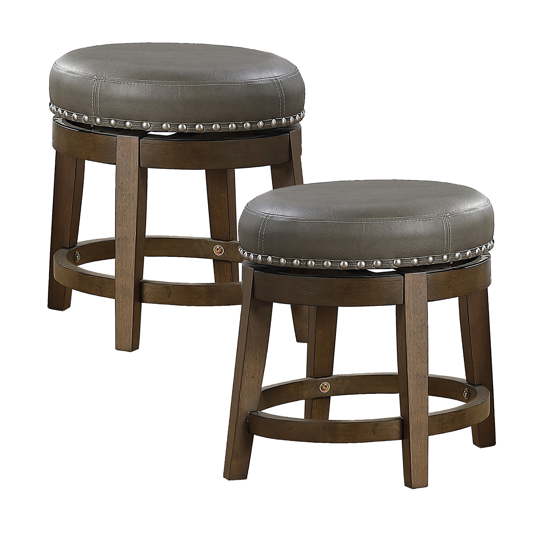 OakvillePark Muny Round Swivel Dining Height Stool (Set of 2), Gray