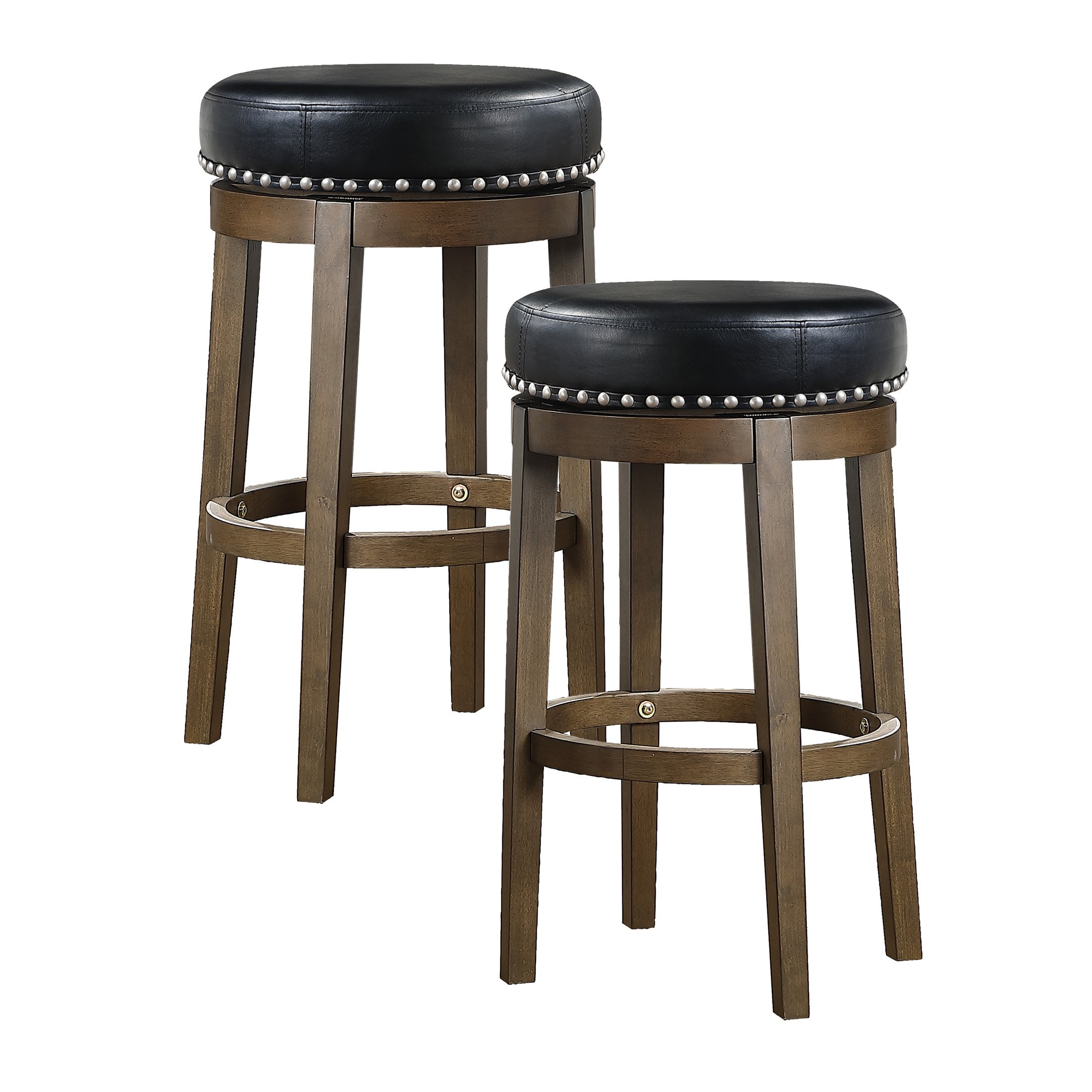 OakvillePark Muny Round Swivel Pub Height Barstool (Set of 2), Black