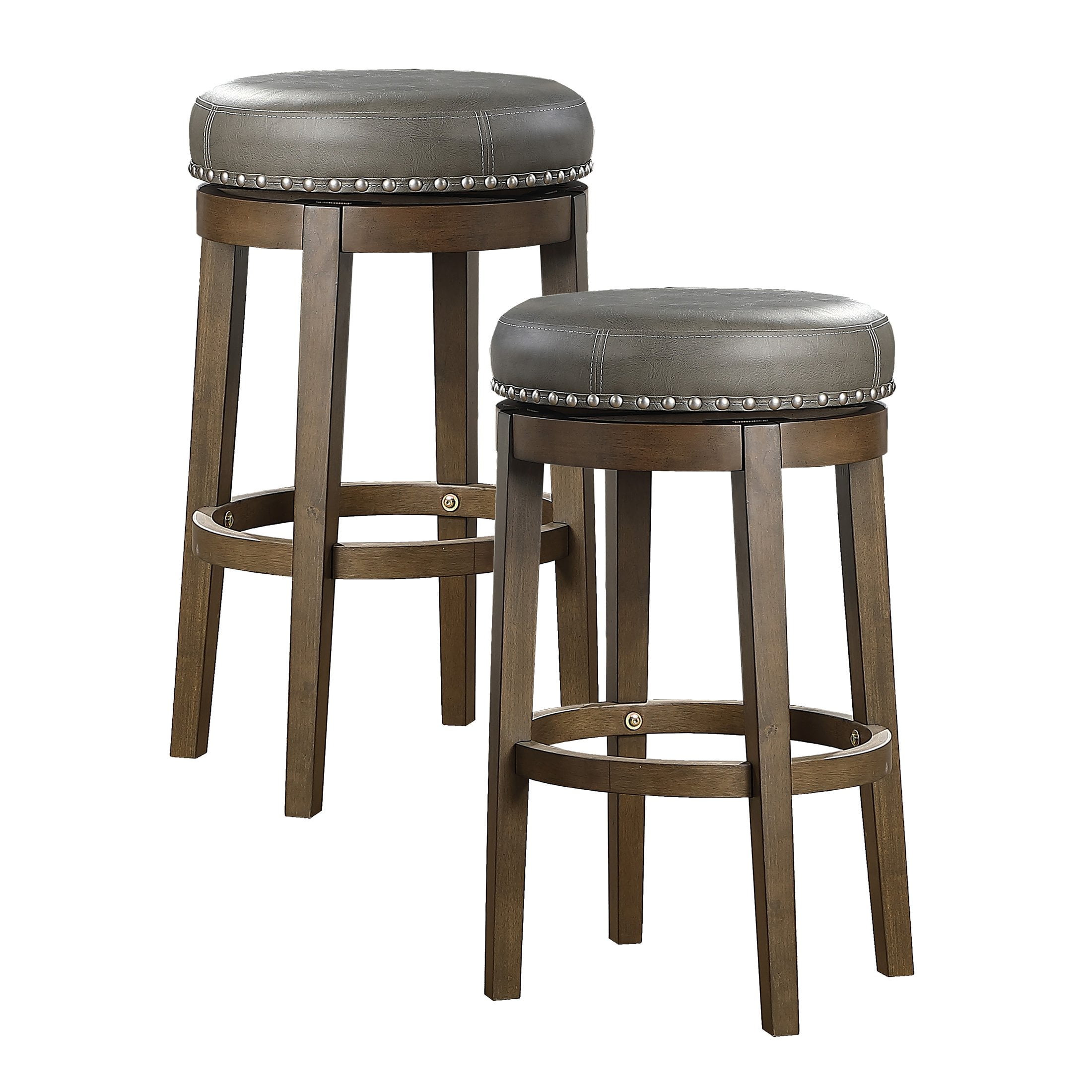 OakvillePark Muny Round Swivel Pub Height Barstool (Set of 2), Gray