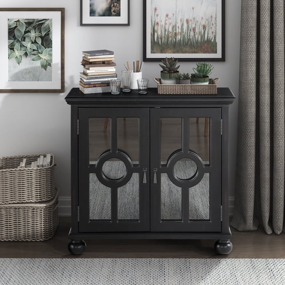 OakvillePark Newhalem Wood Storage Accent Cabinet, Black
