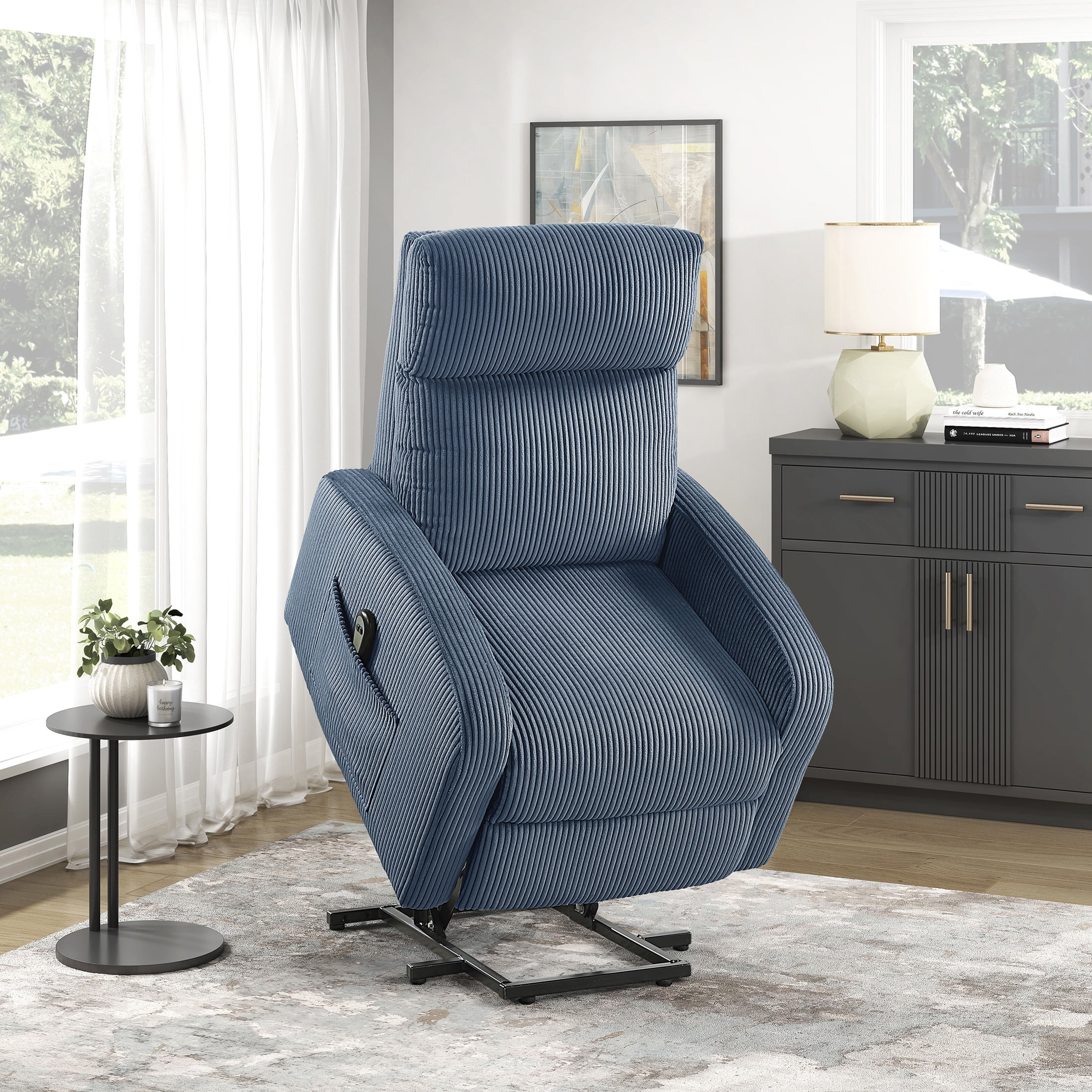 OakvillePark Niven Corduroy Power Lift Chair, Midnight Blue