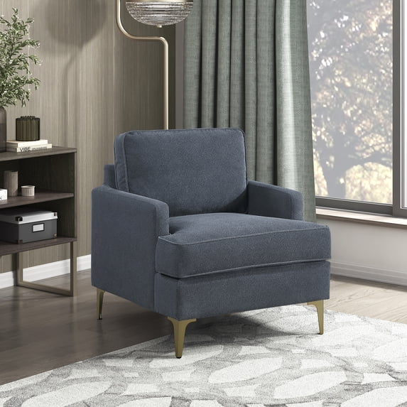 OakvillePark Northwyn Chenille Accent Chair with Metal Legs, Dark Gray