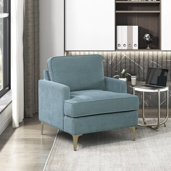 OakvillePark Northwyn Chenille Accent Chair with Metal Legs, Peacock