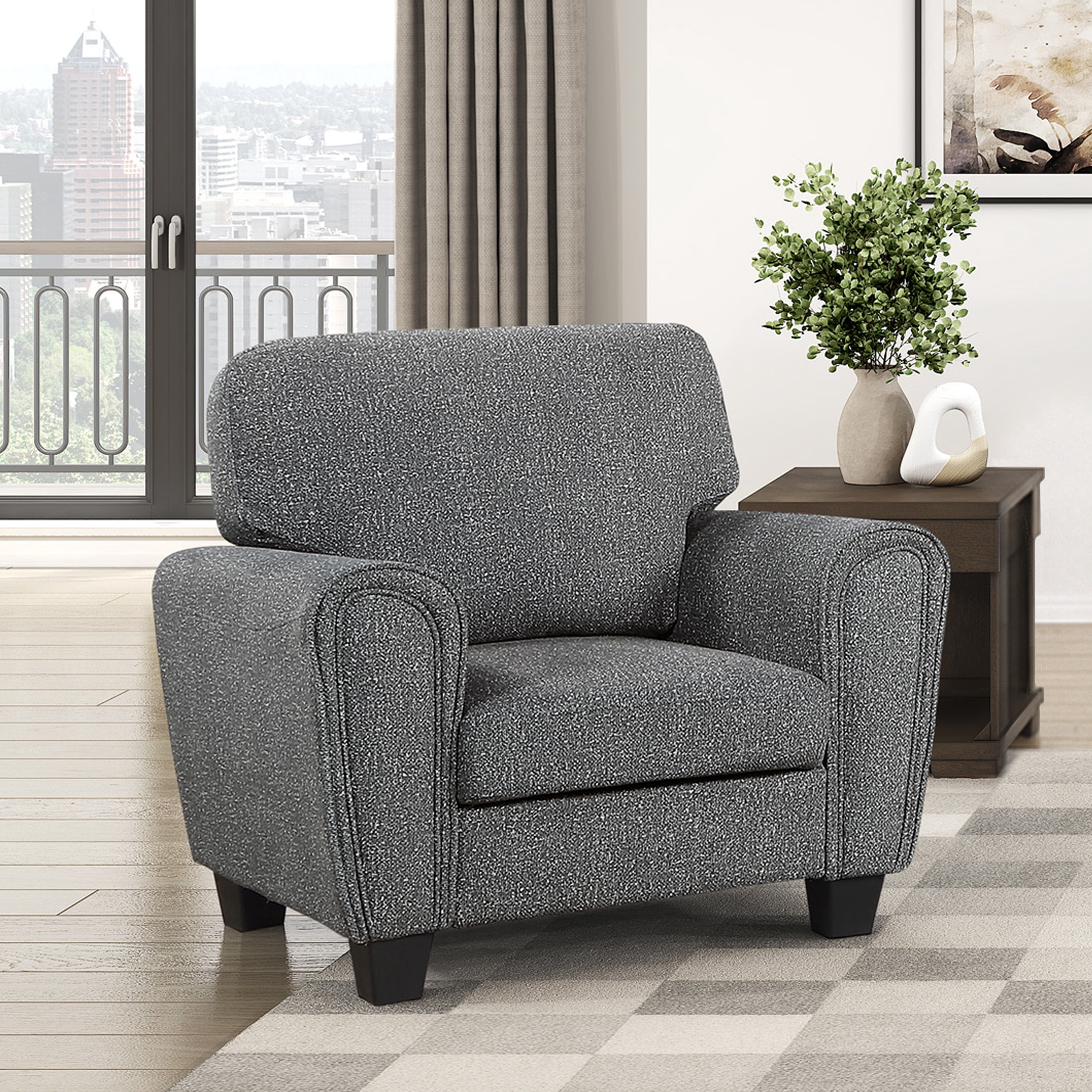 OakvillePark Nyra Chenille Chair, Dark Gray