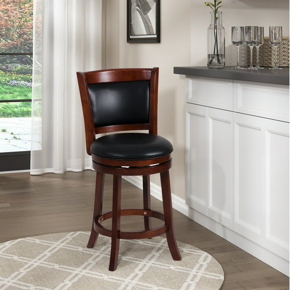 OakvillePark Odelia Solid Back Swivel Barstool, Counter Height, Cherry