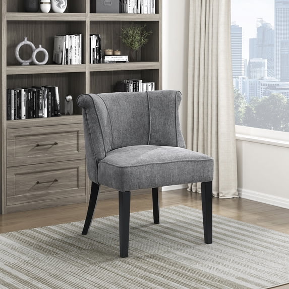 OakvillePark Orelune Textured Fabric Scrolled Back Accent Chair, Charcoal
