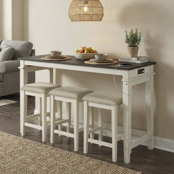OakvillePark Orlina 4-Piece Pack Counter Height Set, 1 Counter Height Table with 3 Stools, 2-Tone Finish (Walnut/Buttermilk)