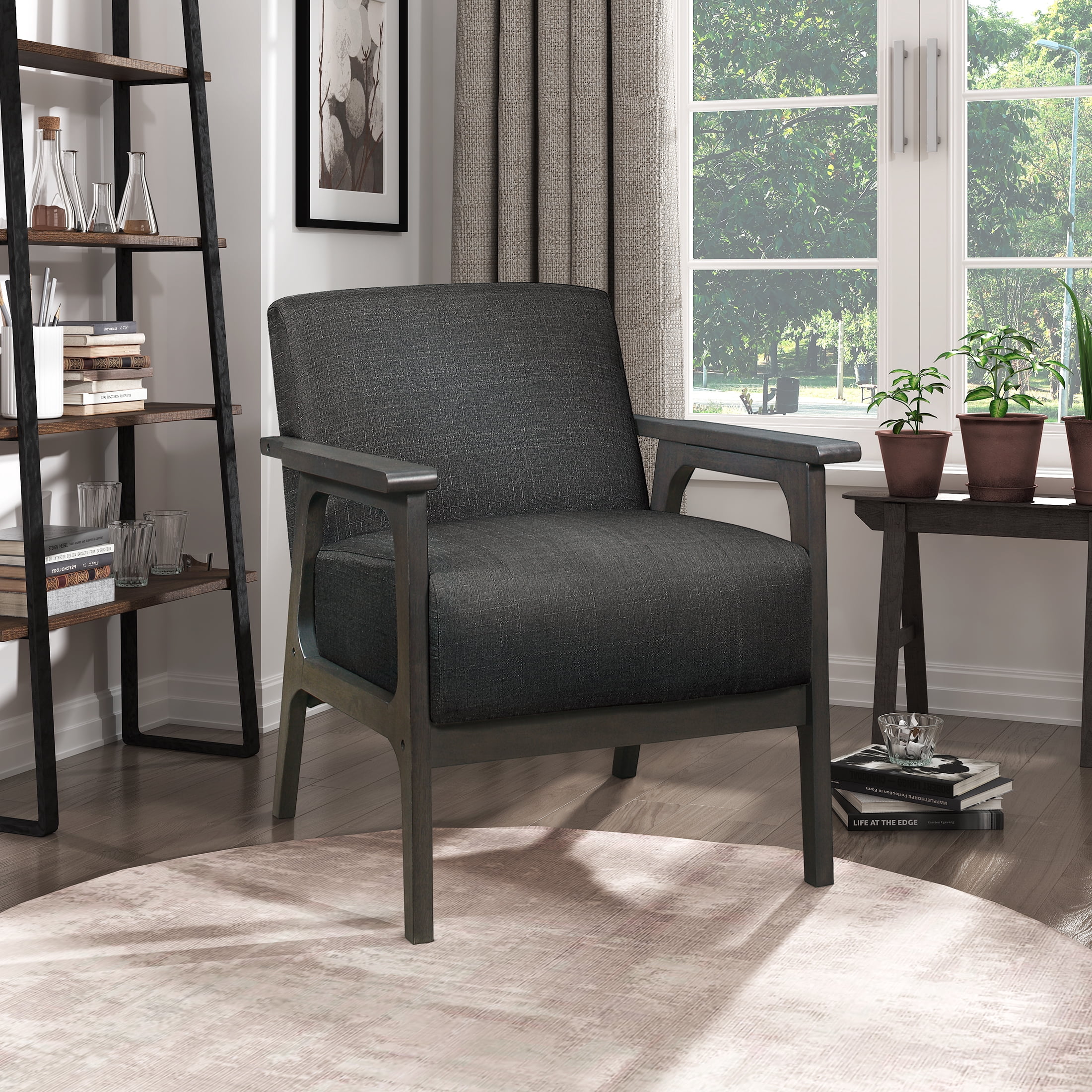 OakvillePark Ovenell Fabric Upholstered Accent Chair, Dark Gray