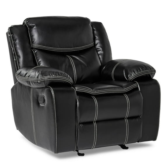 OakvillePark Prenzo Faux Leather Upholstered Glider Reclining Chair, Black