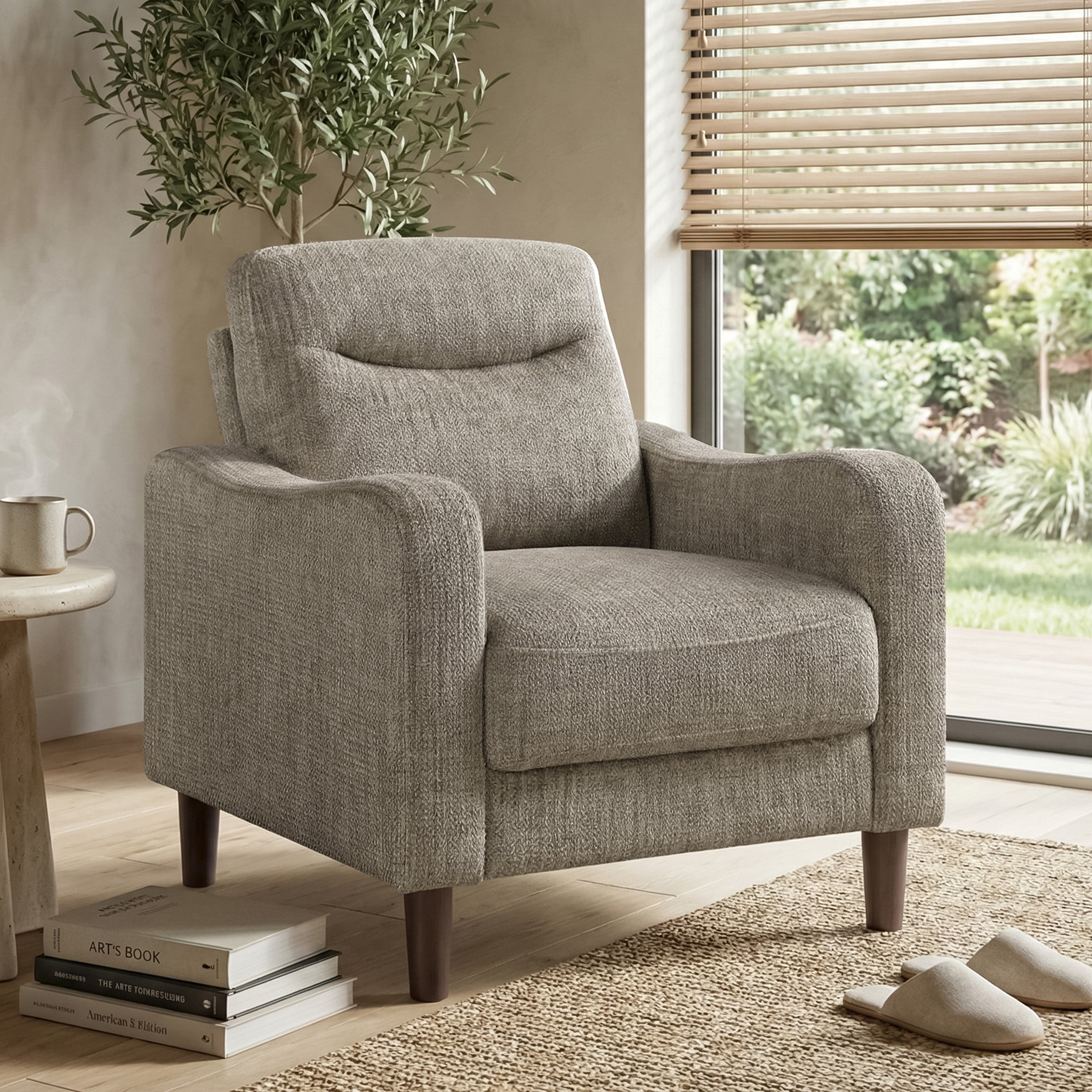 OakvillePark Ravello Chenille Chair with Sloped Track Arms, Brown