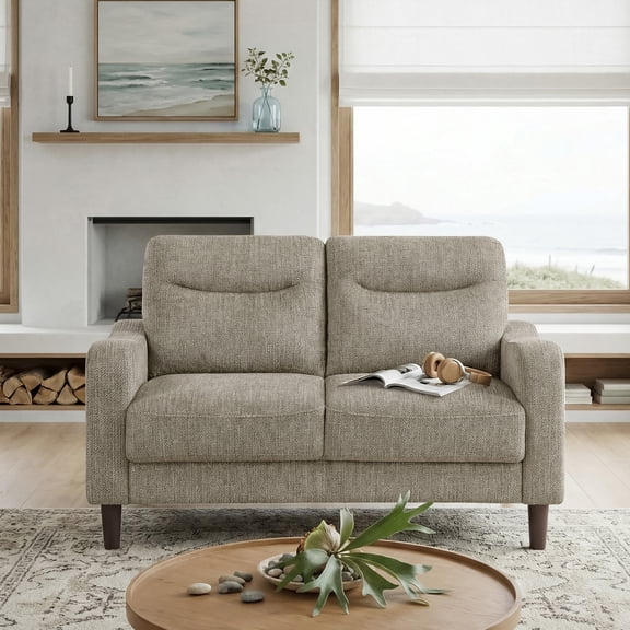 OakvillePark Ravello Chenille Love Seat with Sloped Track Arms, Brown