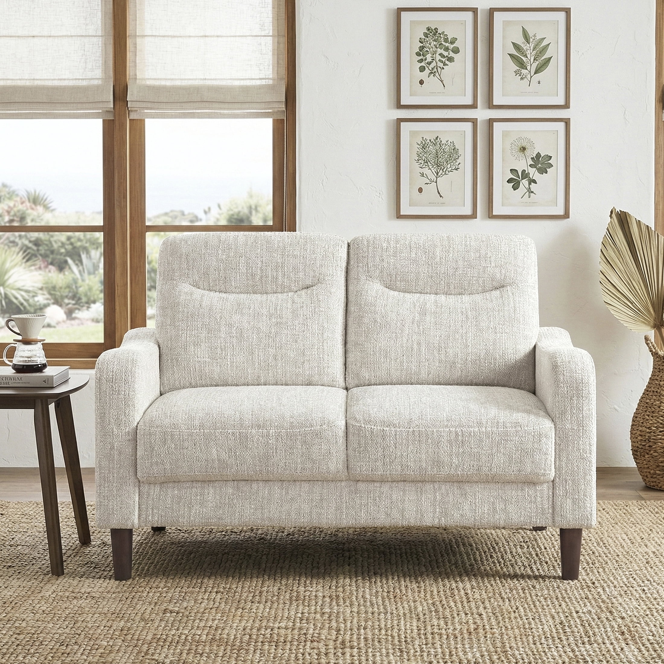 OakvillePark Ravello Chenille Love Seat with Sloped Track Arms, Taupe