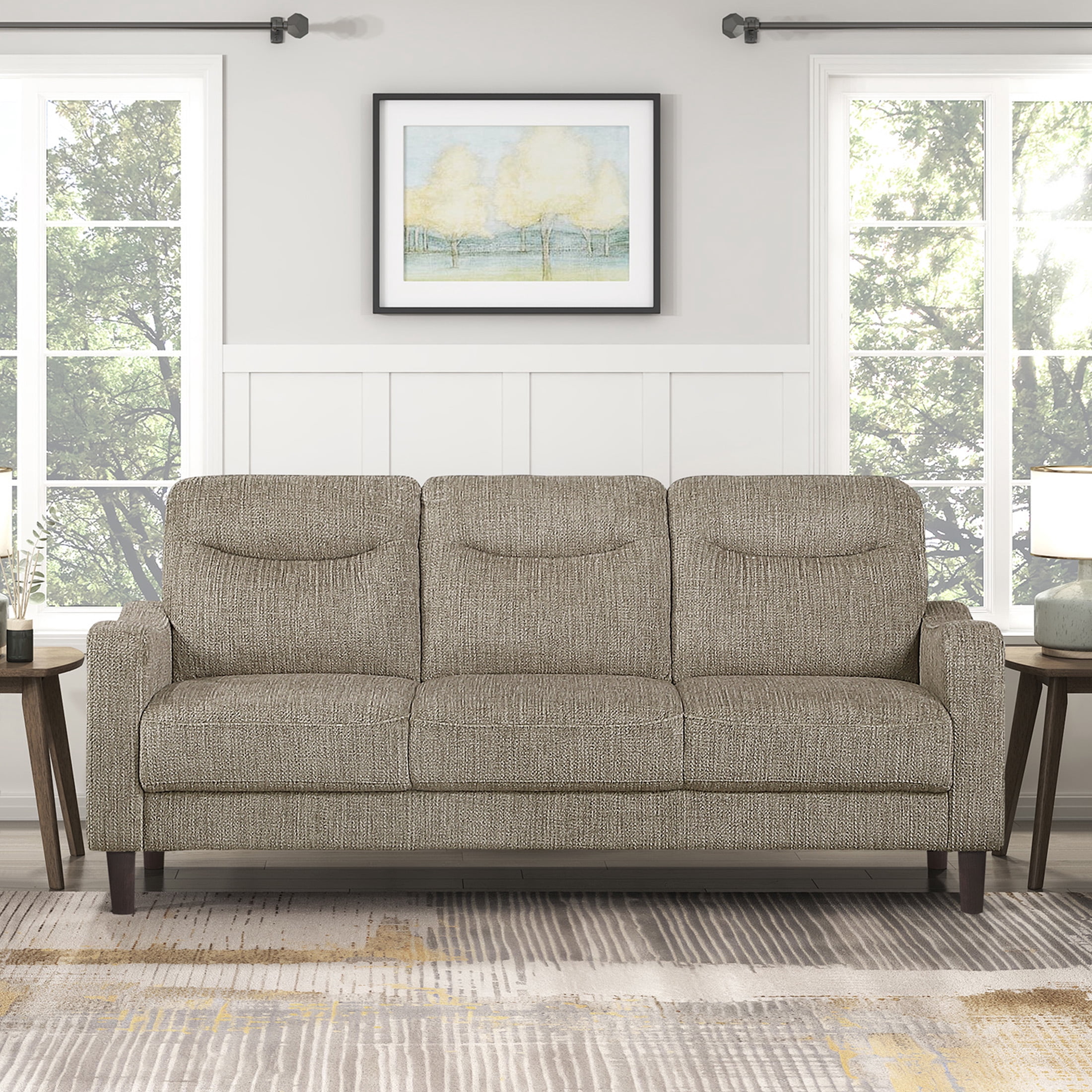 OakvillePark Ravello Chenille Sofa with Sloped Track Arms, Brown