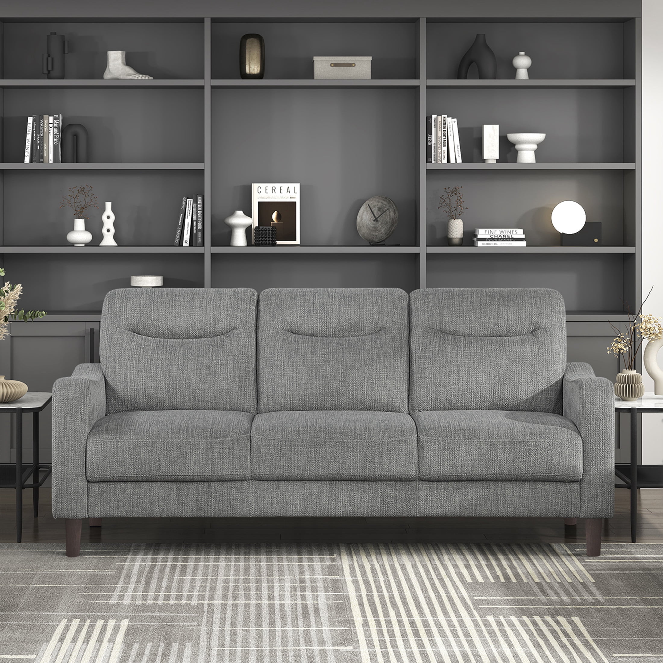 OakvillePark Ravello Chenille Sofa with Sloped Track Arms, Gray