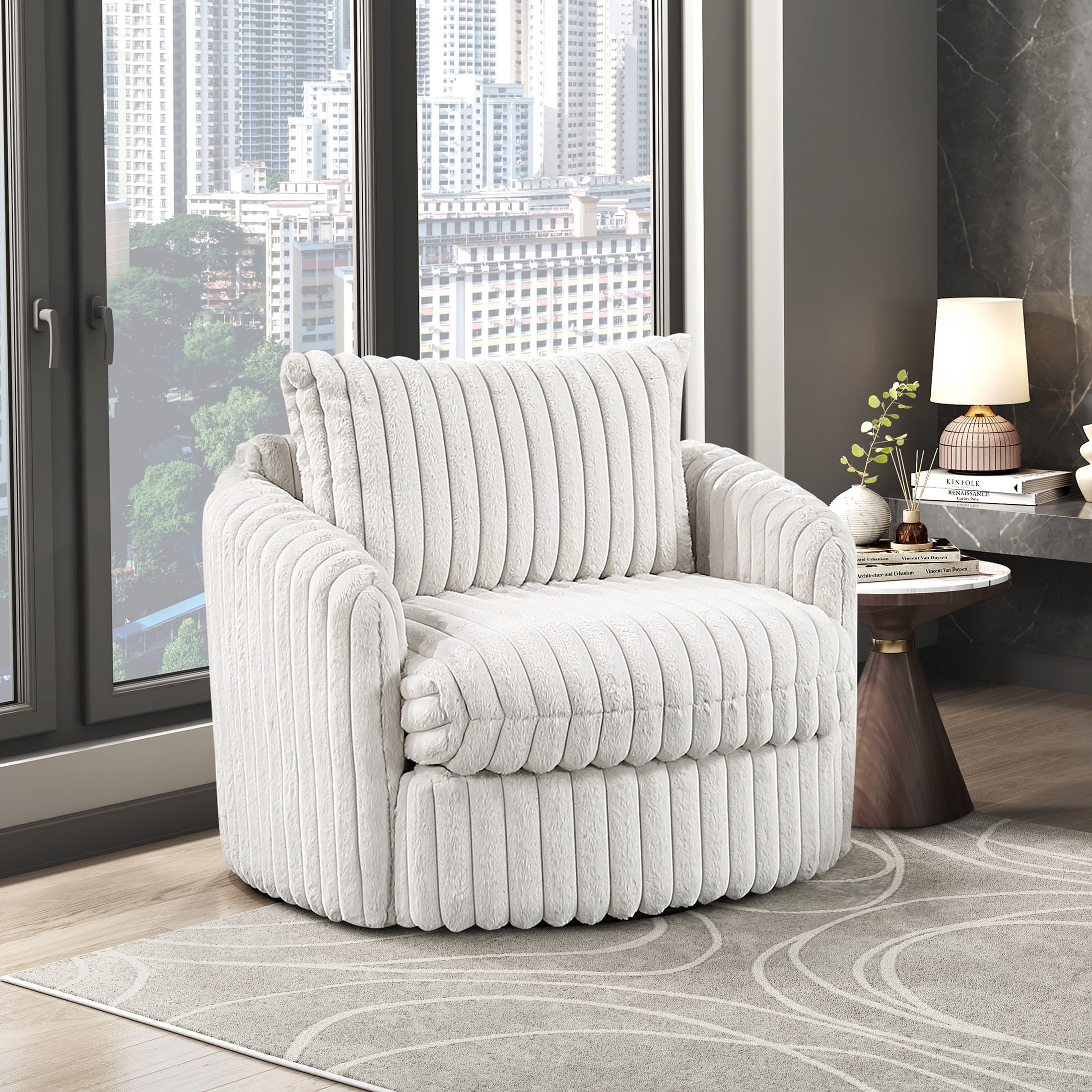 OakvillePark Ravenridge Corduroy Swivel Chair, Beige