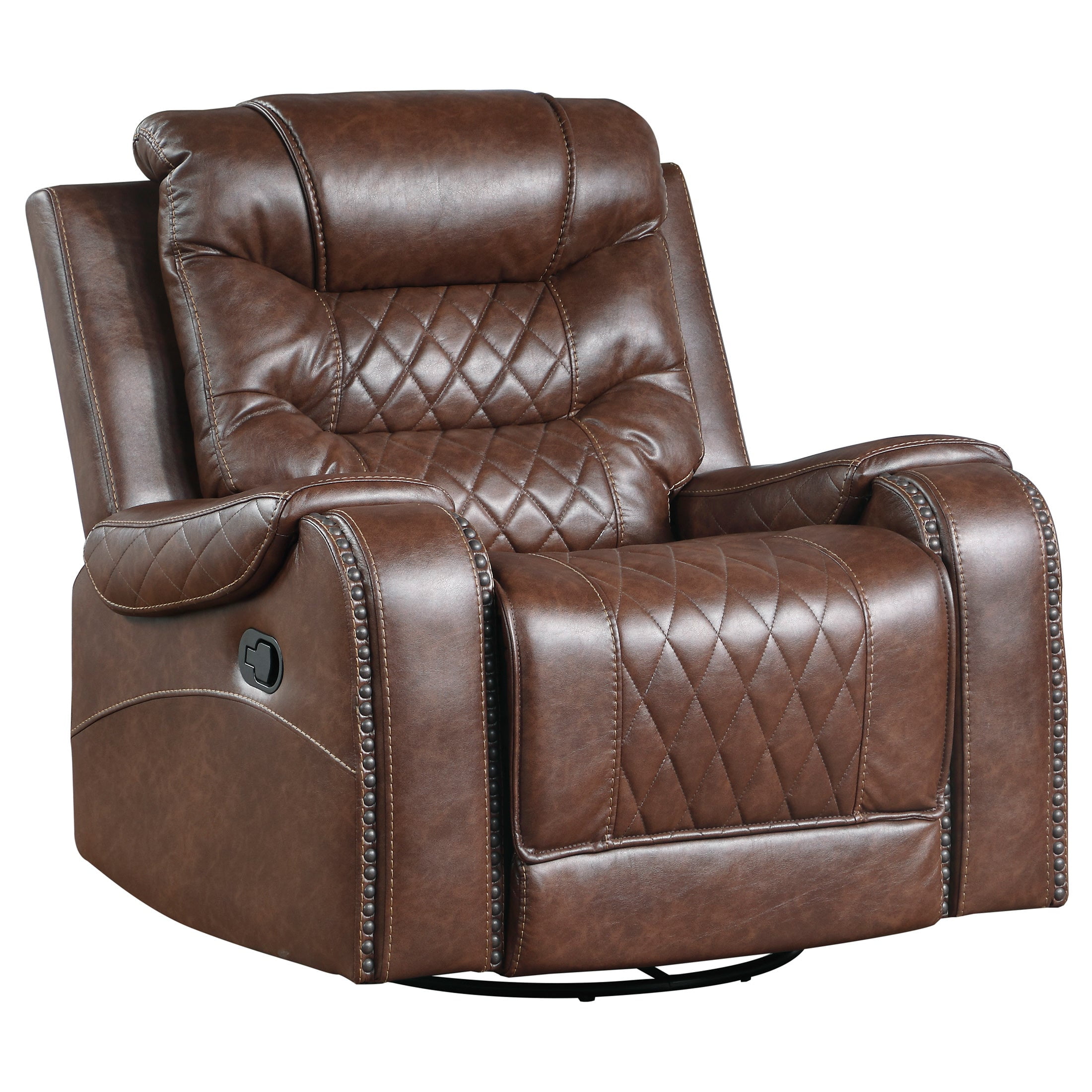 OakvillePark Ridder Polished Microfiber Upholstered Swivel Glider Reclining Chair, Brown