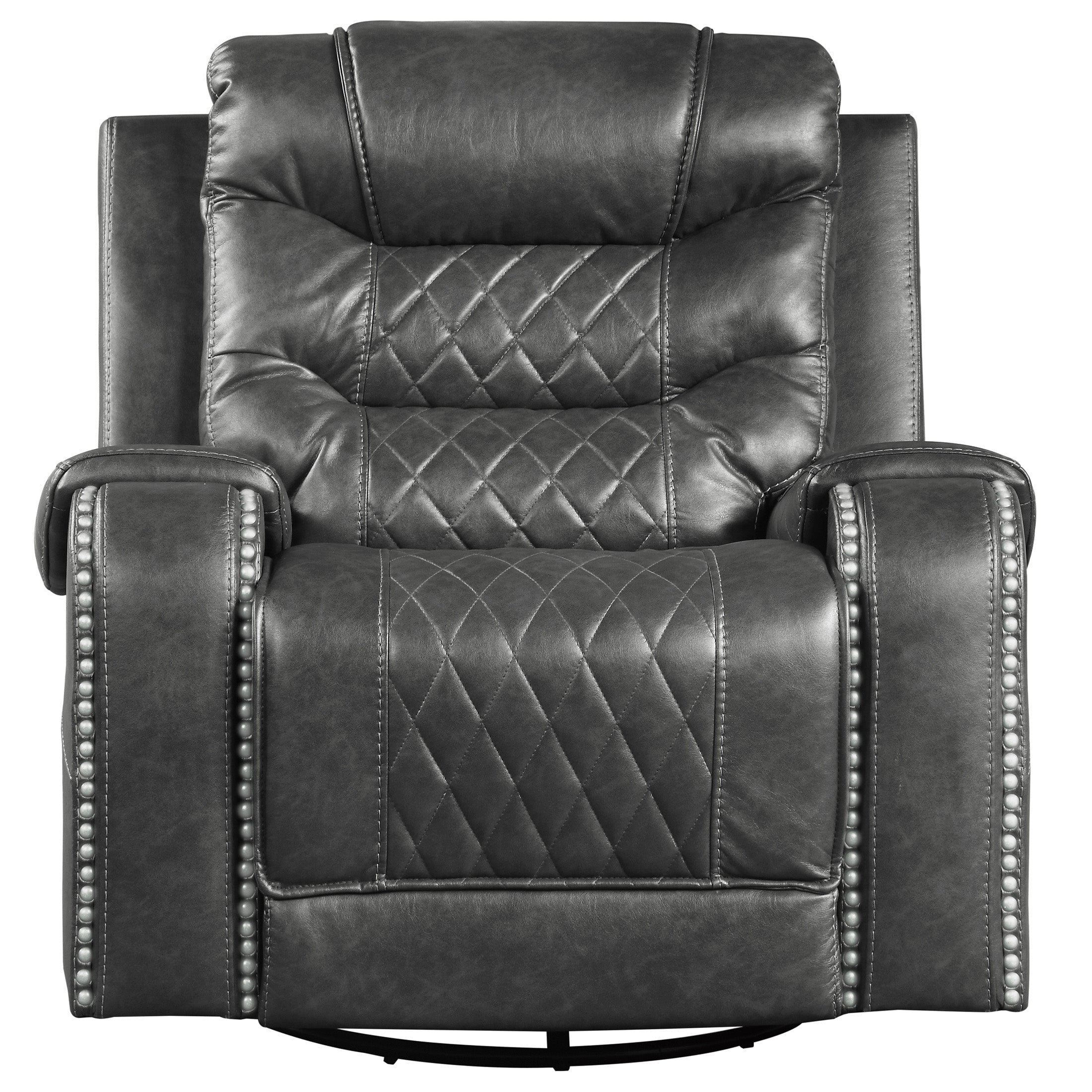 OakvillePark Ridder Polished Microfiber Upholstered Swivel Glider Reclining Chair, Gray