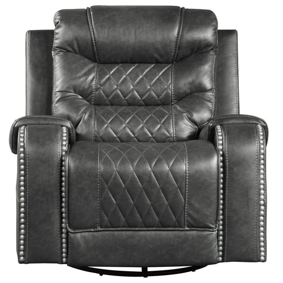 OakvillePark Ridder Polished Microfiber Upholstered Swivel Glider Reclining Chair, Gray