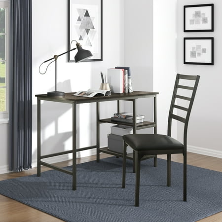 OakvillePark Rory Writing Desk and Chair Set, Black