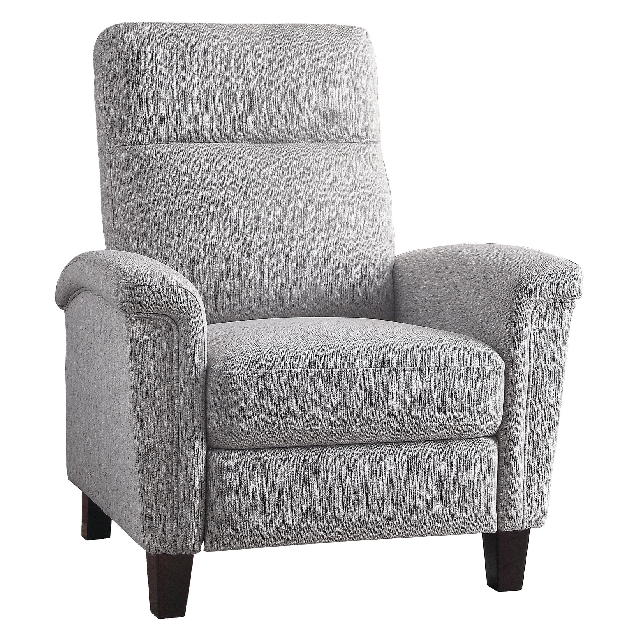 OakvillePark Sadie Textured Fabric Upholstered Push Back Reclining Chair, Light Gray