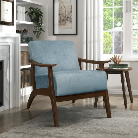 OakvillePark Saxon Velvet Fabric Upholstered Accent Chair, Blue Gray