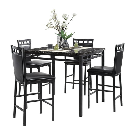 OakvillePark Scottsbluff 5-Piece Pack Counter Height Dinette Set, Black