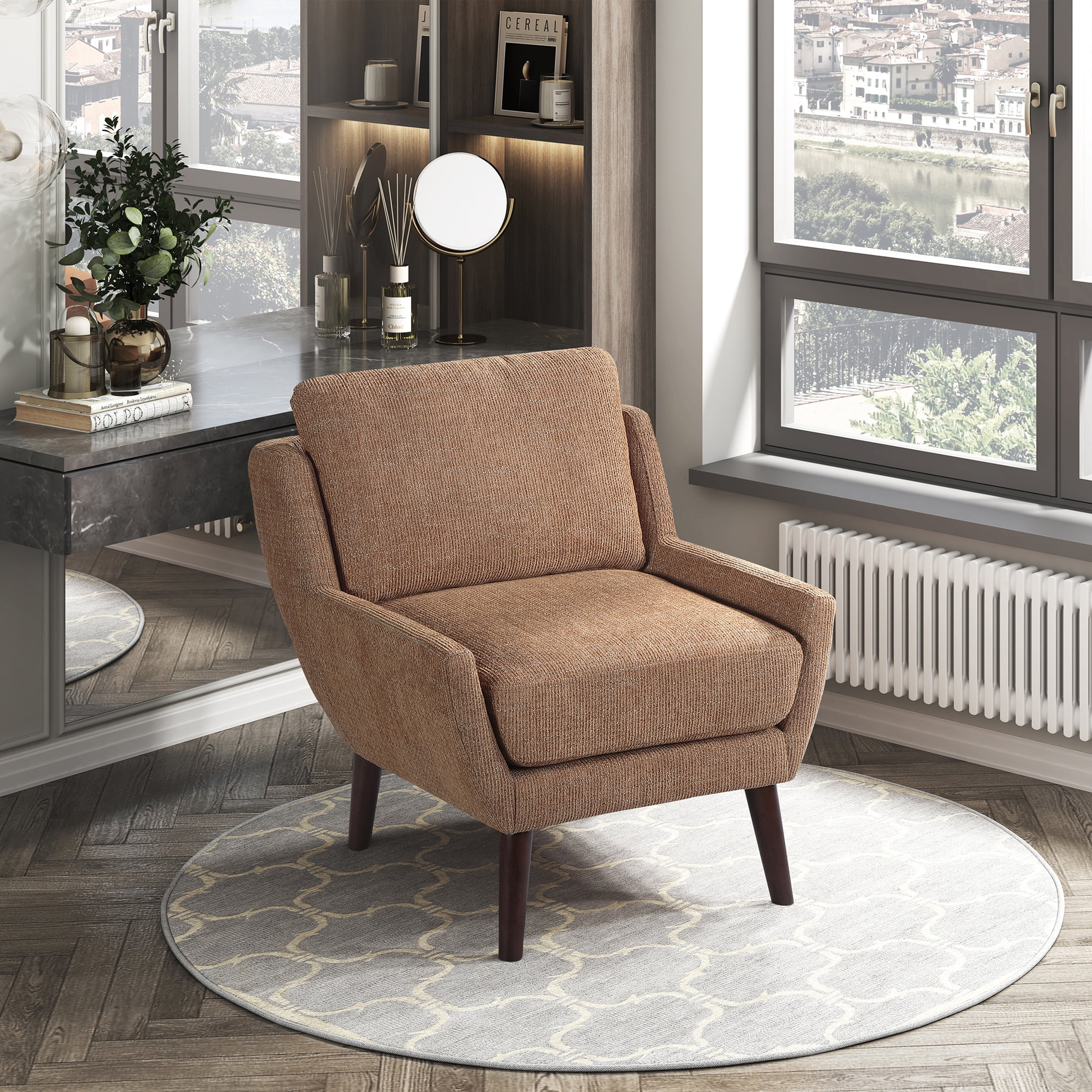 OakvillePark Silverquartz Chenille Accent Chair, Orange