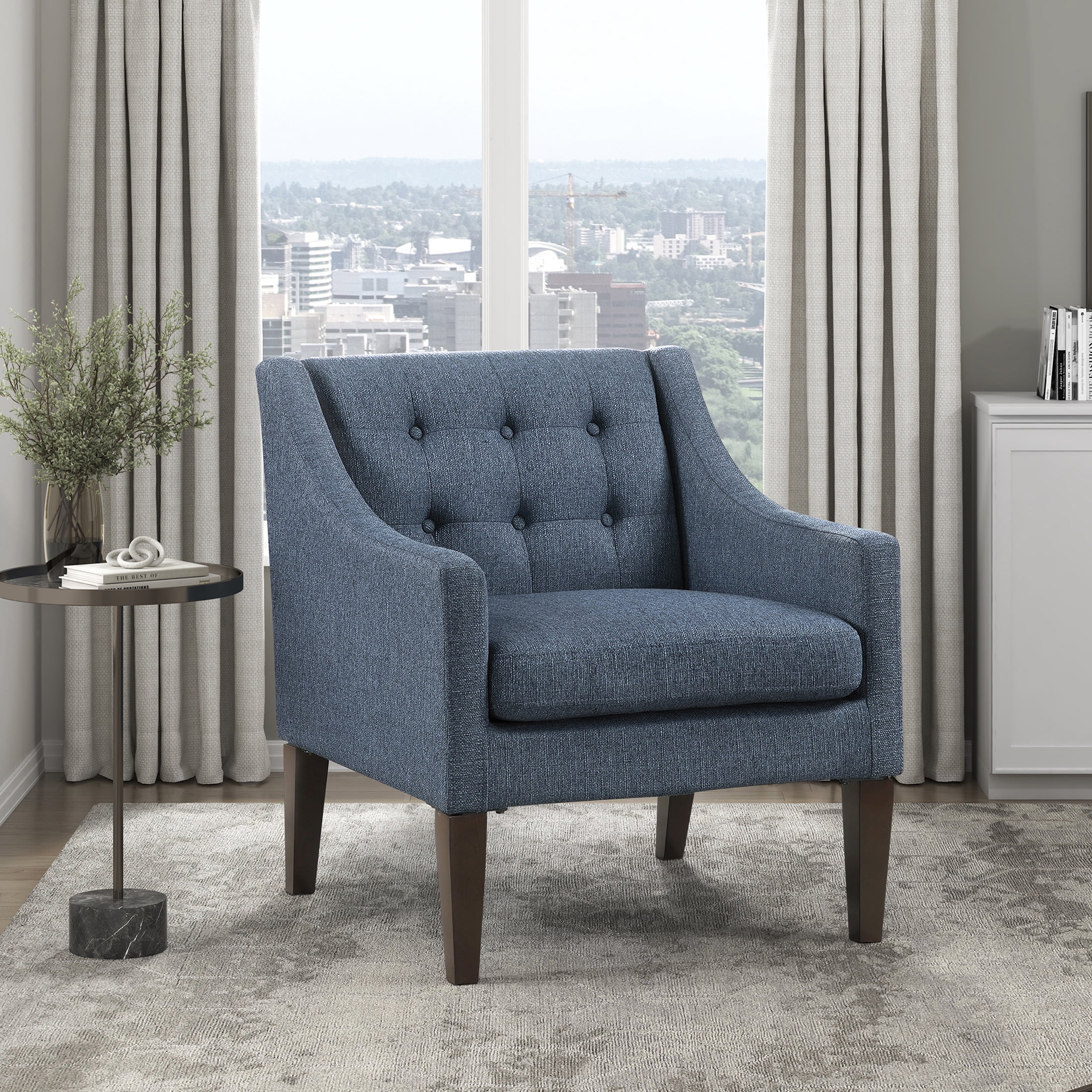 OakvillePark Solmera Textured Fabric Accent Chair, Blue