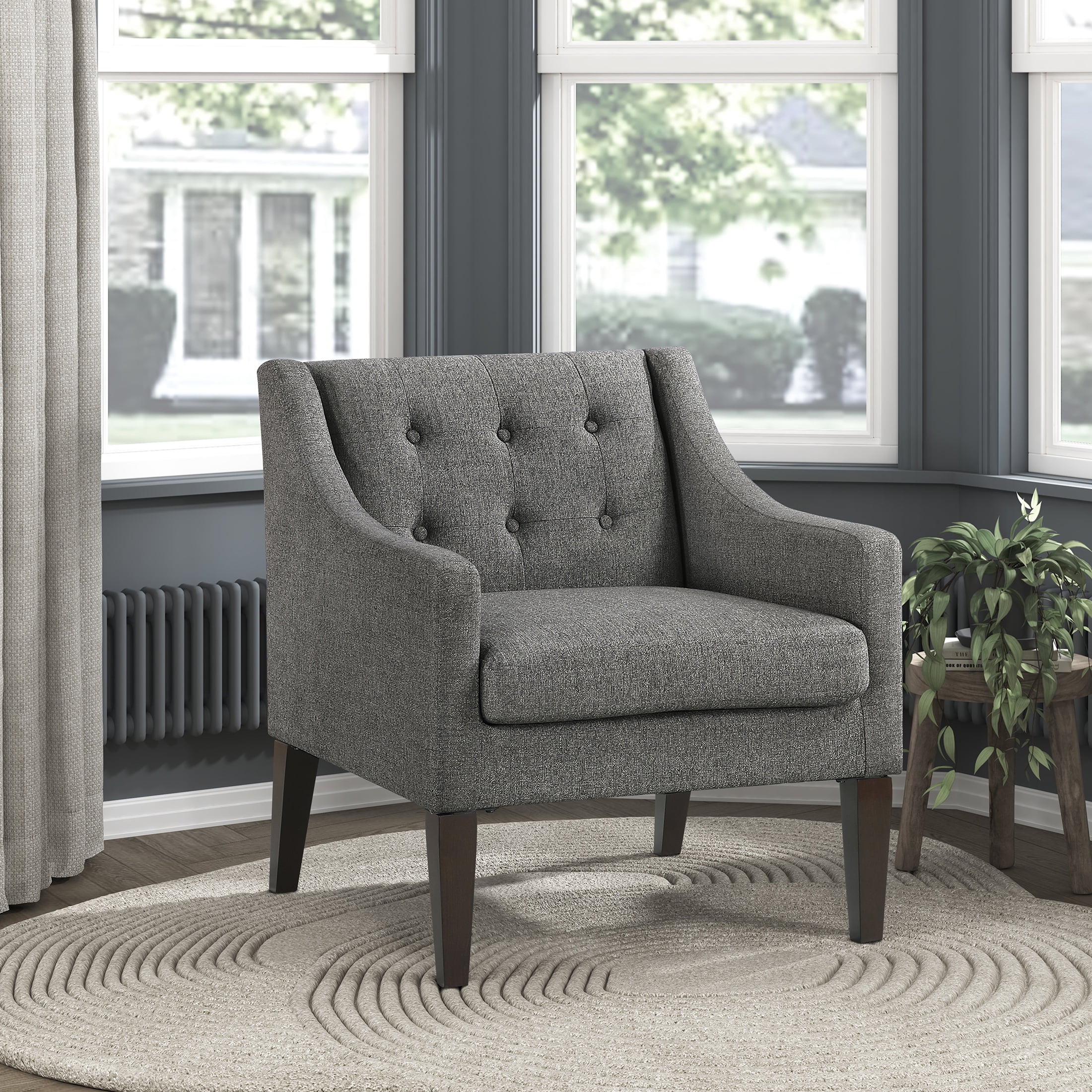 OakvillePark Solmera Textured Fabric Accent Chair, Dark Gray