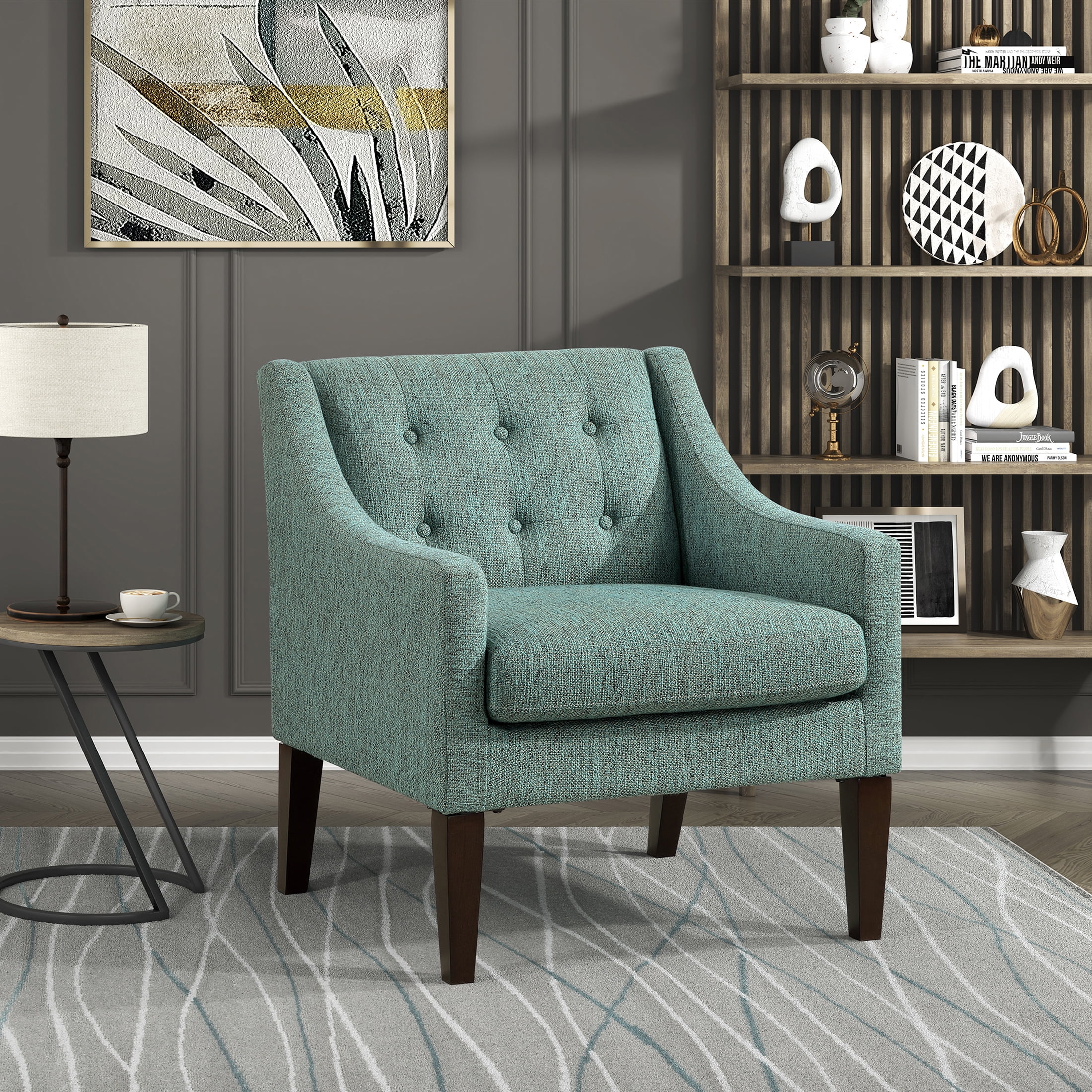 OakvillePark Solmera Textured Fabric Accent Chair, Green
