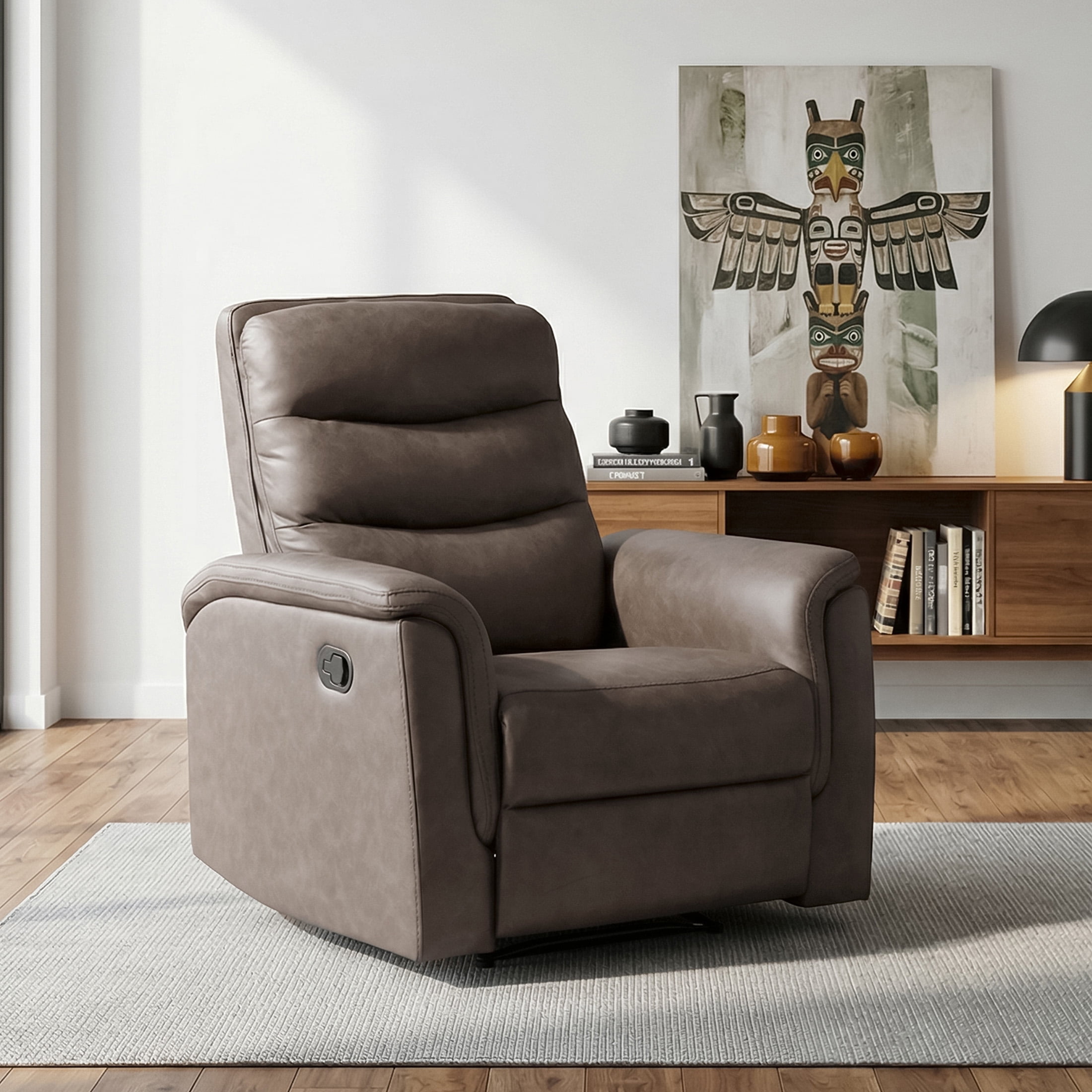 OakvillePark Solstice 38" Wide Microfiber Manual Wall Hugger Reclining Chair, Brown