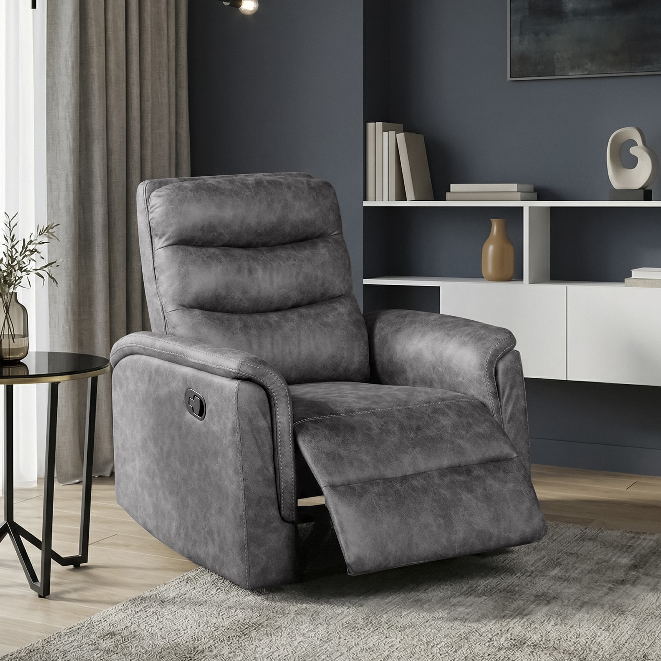 OakvillePark Solstice Microfiber Manual Reclining Chair, Gray