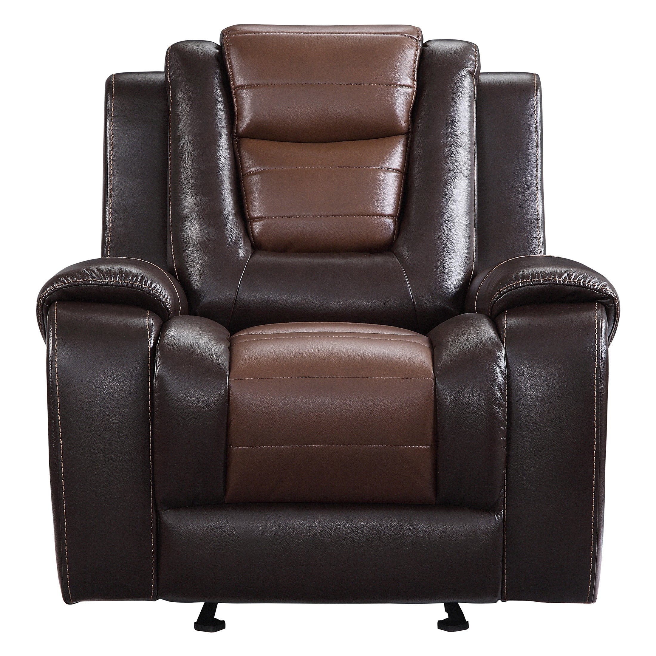 OakvillePark Springer Faux Leather Upholstered Glider Reclining Chair, Light Brown/Dark Brown